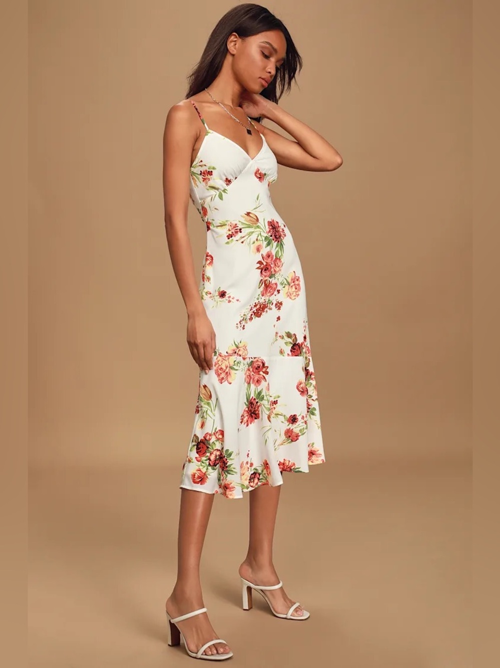 Summer Lovin' White Floral Print Sleeveless Midi Dress
Lulus XS